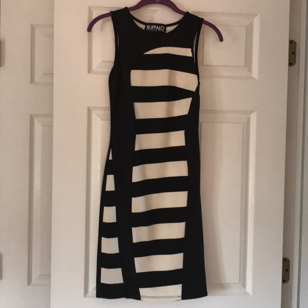 Black and white striped dress